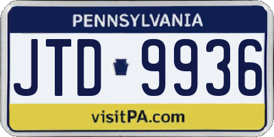 PA license plate JTD9936