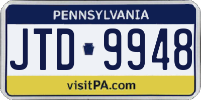 PA license plate JTD9948