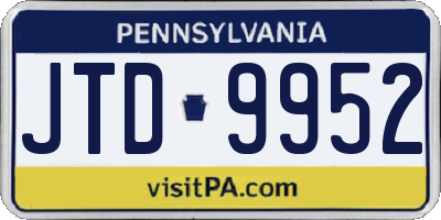 PA license plate JTD9952