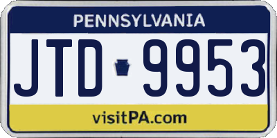 PA license plate JTD9953