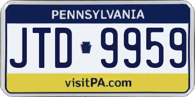 PA license plate JTD9959