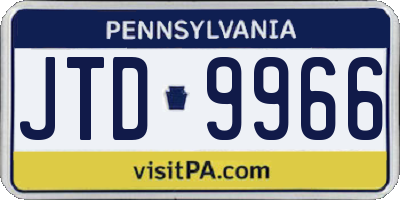 PA license plate JTD9966