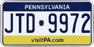 PA license plate JTD9972