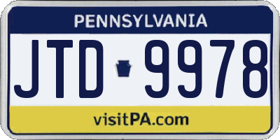 PA license plate JTD9978