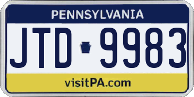 PA license plate JTD9983