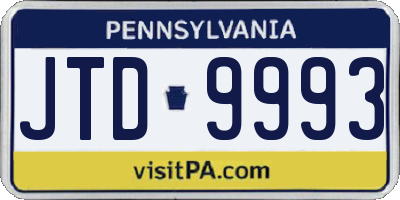 PA license plate JTD9993