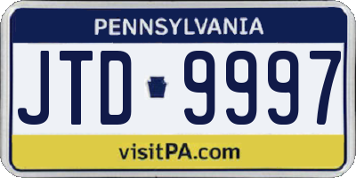 PA license plate JTD9997