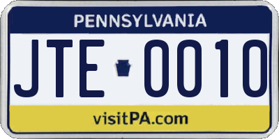 PA license plate JTE0010