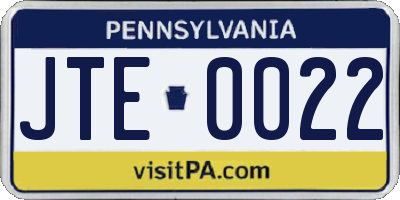 PA license plate JTE0022