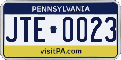 PA license plate JTE0023