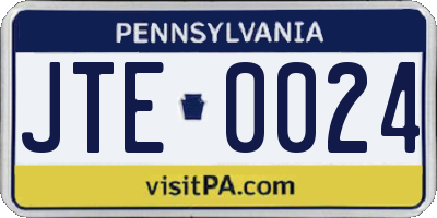 PA license plate JTE0024