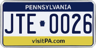 PA license plate JTE0026