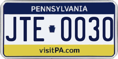 PA license plate JTE0030