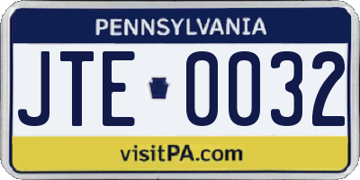 PA license plate JTE0032
