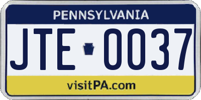 PA license plate JTE0037