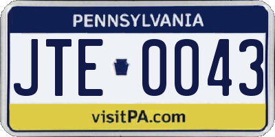 PA license plate JTE0043