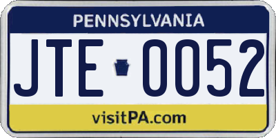 PA license plate JTE0052
