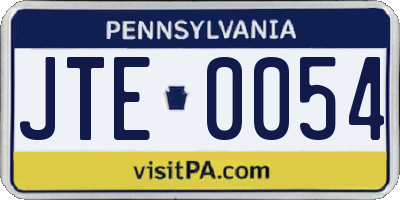PA license plate JTE0054