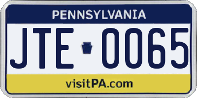 PA license plate JTE0065