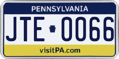 PA license plate JTE0066