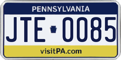 PA license plate JTE0085