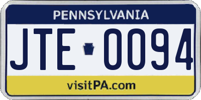 PA license plate JTE0094