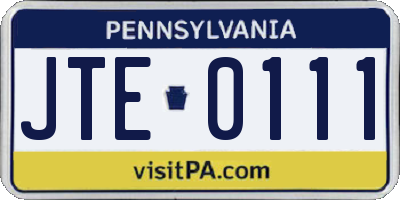 PA license plate JTE0111