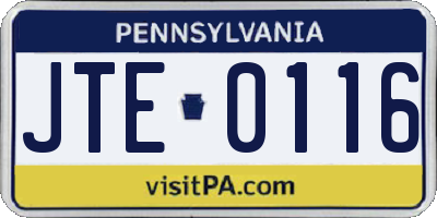 PA license plate JTE0116