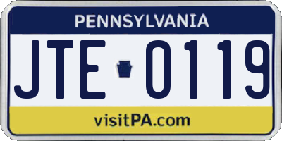PA license plate JTE0119