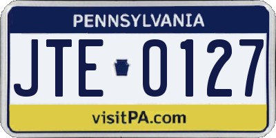 PA license plate JTE0127