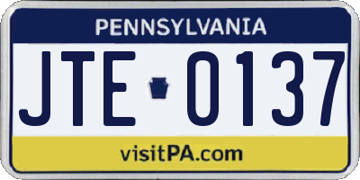 PA license plate JTE0137