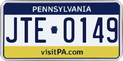 PA license plate JTE0149