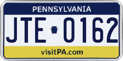 PA license plate JTE0162