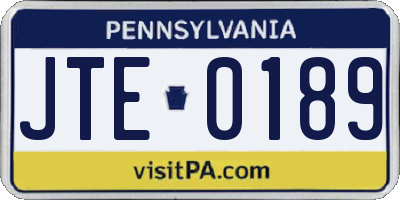PA license plate JTE0189