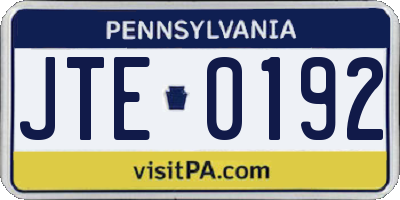 PA license plate JTE0192