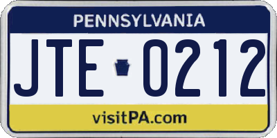 PA license plate JTE0212