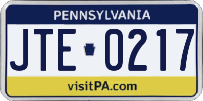 PA license plate JTE0217