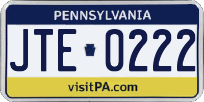 PA license plate JTE0222