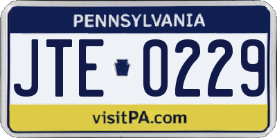 PA license plate JTE0229