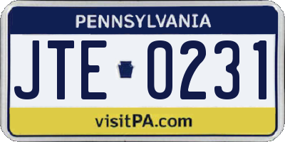 PA license plate JTE0231