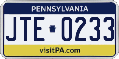 PA license plate JTE0233