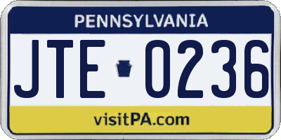 PA license plate JTE0236