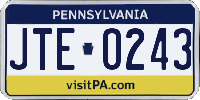 PA license plate JTE0243