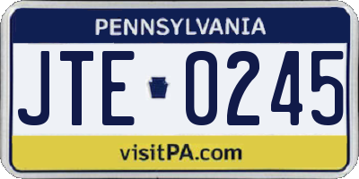 PA license plate JTE0245