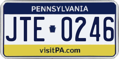 PA license plate JTE0246
