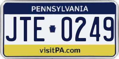 PA license plate JTE0249