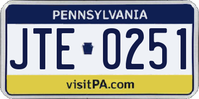 PA license plate JTE0251