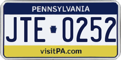 PA license plate JTE0252