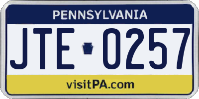 PA license plate JTE0257