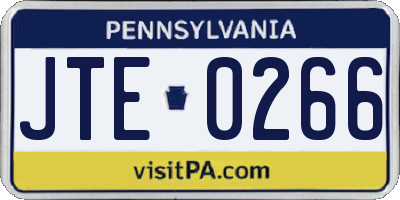 PA license plate JTE0266